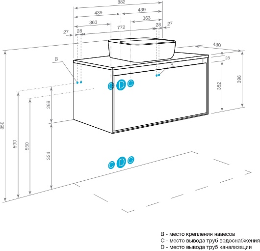 Акватон Мебель для ванной с белой столешницей Либерти 90 Mila 50 белая/дуб эльвезия – картинка-13