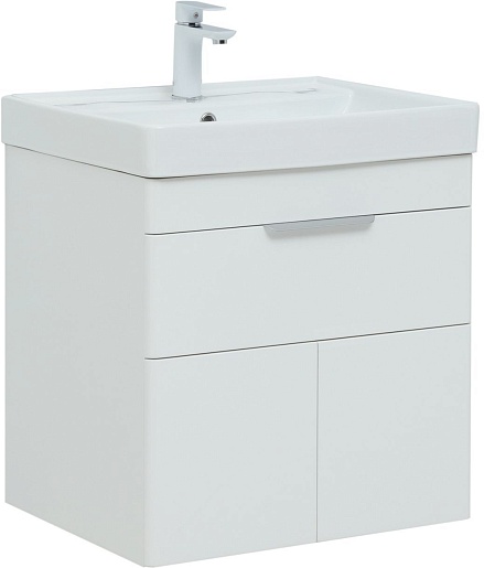 Aquanet Тумба с раковиной Ирис New 60 подвесная белая глянцевая – фото-1