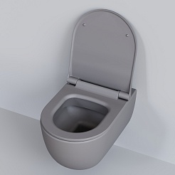 Ambassador Унитаз Abner подвесной безободковый серый матовый – фотография-7