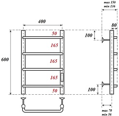 Point Полотенцесушитель электрический Ника П4 400x600 PN08846W белый – фотография-3