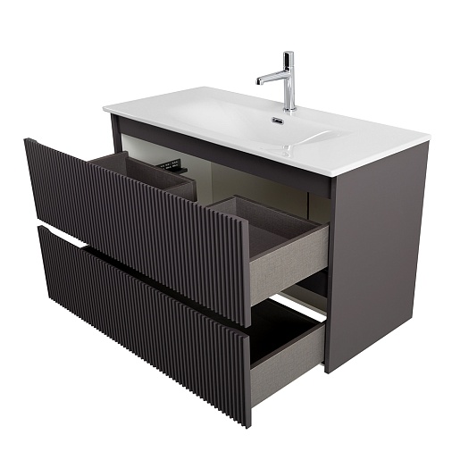 BelBagno Тумба с раковиной Uno 100 подвесная Темно-Серый матовый с раковиной BB-8099-100 – фотография-12