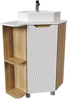 Mixline Тумба с раковиной Корнер 67.5 L угловая белая/дуб