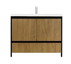 Velvex Мебель для ванной напольная Klaufs 100 черная/дерево – фотография-12