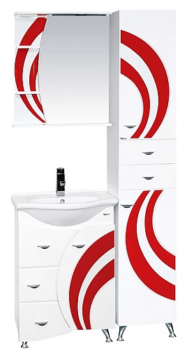 Misty Мебель для ванной Каролина 60 3 ящика R красное стекло – картинка-3