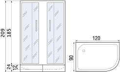 River Душевой уголок DON XL 120/90/26 MT L с поддоном – фотография-6