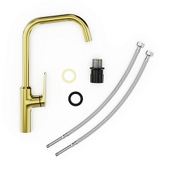 Tokito Смеситель для кухни KIN брашированное золото TOK-KIN-1013 – фотография-4