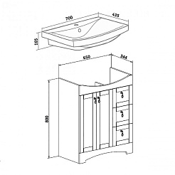 Runo Мебель для ванной Мерида 70 – фотография-3