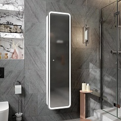 Mixline Шкаф пенал Аккорд Мадрид 40 белый/зеркальный – фотография-7