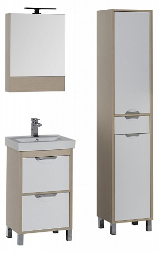 Aquanet Тумба с раковиной "Гретта 50" светлый дуб – картинка-9