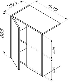 Am.Pm Навесной шкаф Func 60x70 темное дерево – фотография-6