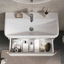 Equil Тумба с раковиной Elegante 80 1 ящик подвесная амарок/белая – фотография-8