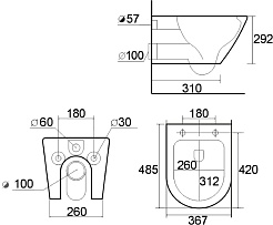 Esbano Унитаз Color Gardena-49T подвесной безободковый белый – фотография-13