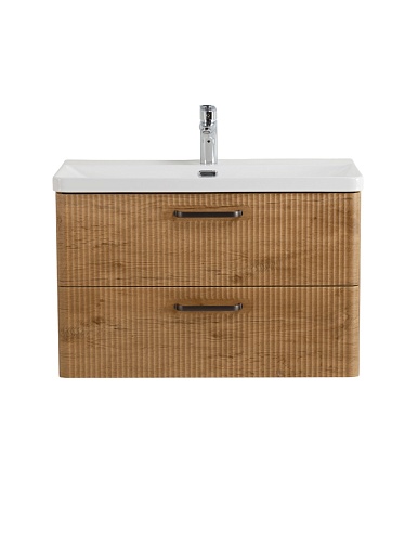 BelBagno Тумба с раковиной Due 80 подвесная Rovere Nature ручки Матовый тёмный никель – фотография-2