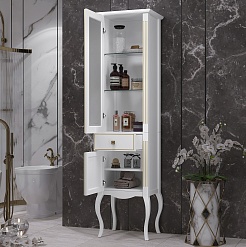 Opadiris Шкаф-пенал для ванной Лаура 45 L белый с бежевой патиной – фотография-2