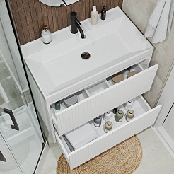 Vivon Тумба под раковину Kristi 80 белая матовая рифленая – фотография-7