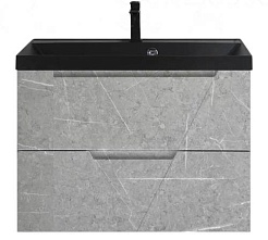 BelBagno Тумба с раковиной Vittoria 80 подвесная Toros Bianco с раковиной BB800/450-LV-ART-AST-NERO – фотография-1