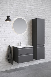 Aquatek Тумба с раковиной Вега 60 подвесная матовая серая – фотография-9