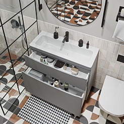 Vivon Тумба под раковину Ostin 90 напольная серая матовая – фотография-8