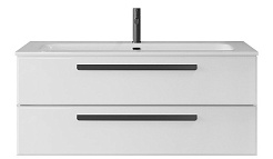 Cezares Тумба с раковиной Eco Cer-N 120 bianco lucido CZR-8073-120 ручки чёрные – фотография-1