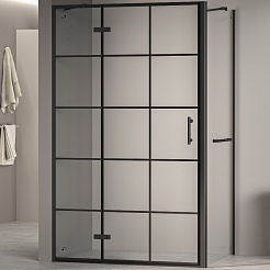 RGW Душевой уголок Passage PA-77-1B L (PA-07B L + Z-060-2B + держатель O-204B) 120x100 L профиль черный стекло прозрачное с рисунком – фотография-1