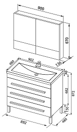 Aquanet Мебель для ванной "Верона 90" черная напольная (230317) – фотография-3