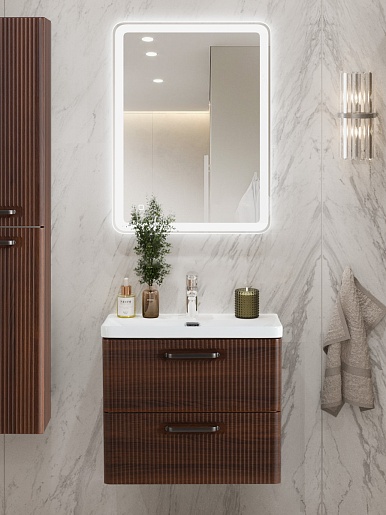 BelBagno Тумба с раковиной Due 50 подвесная Noce ручки Матовый тёмный никель – фотография-14