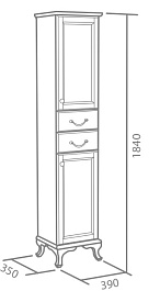 Bas Пенал Берта слоновая кость, гухие дверцы – фотография-2