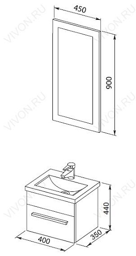 Aquanet Мебель для ванной Нота 40 лайт венге (231064) – картинка-3