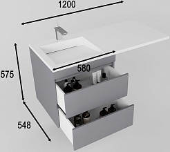 Style Line Тумба с раковиной под стиральную машину Леон 120 R подвесная Люкс Plus серая матовая – фотография-12