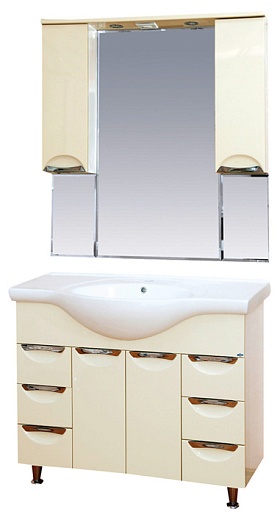 Misty Зеркальный шкаф Жасмин 105 бежевый, эмаль – фотография-2