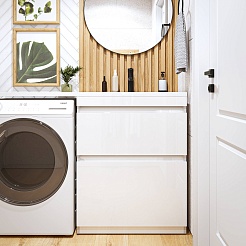 Vivon Тумба с раковиной под стиральную машину Donna 130R напольная белый глянец эмаль – фотография-2