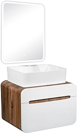 Runo Тумба с раковиной Ницца 60 Lavello подвесная белая/темное дерево – фотография-8