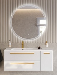 BelBagno Мебель для ванной Eco Cer-N 120-1 L bianco lucido CZR-8095-120-L ручки сатиновое золото – фотография-1