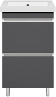 Misty Тумба под раковину Майна 50 2 ящика графит/белая