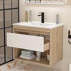 Teymi Тумба с раковиной Vitra 75 подвесная дуб/белый – фотография-5