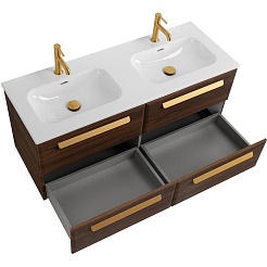 BelBagno Мебель для ванной Eco Cer-N 120 с 4 ящиками орех шоколад софт CZR-8073-120-2 ручки сатиновое золото – фотография-7