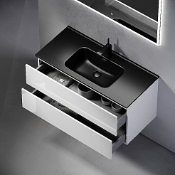 Sancos Тумба с раковиной Urban 100 белый глянец раковина Element 101 CN7003MB – фотография-5