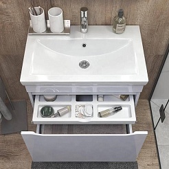 Vigo Тумба с раковиной Grani 80 1 ящик подвесная белая – фотография-3