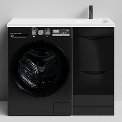 Водолей Тумба под раковину над стиральной машиной Смайл 38 R черная – фотография-1