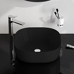Am.Pm Мебельная накладная раковина Func 43 черная матовая – фотография-3