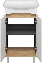 Misty Тумба с раковиной Сканди 50 белая/дуб крафт золотой/антрацит – фотография-5