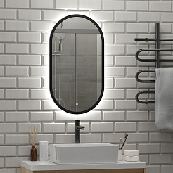 Continent Зеркало Prime Black Led 450x800 – фотография-9