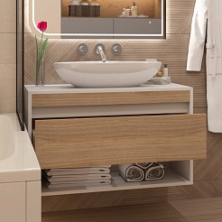 Teymi Тумба с раковиной Ritta 85 Ellie 60 подвесная белый/дуб – фотография-4