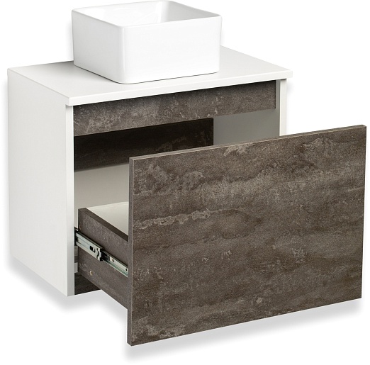 Runo Тумба под раковину Бари 50 подвесная железный камень/белая – фотография-6