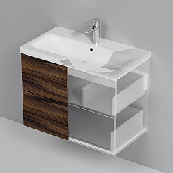 Am.Pm Тумба с раковиной Gem 75 подвесная орех – фотография-7