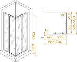 RGW Душевой уголок Passage PA-030 70x70 профиль хром стекло прозрачное – фотография-3