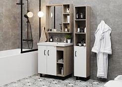 Onika Тумба с раковиной Тимбер 80.10 белая/дуб сонома – фотография-9