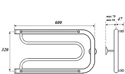 Point Полотенцесушитель водяной 320x600 PN21336P с полкой хром – фотография-3