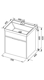 Aquanet Тумба с раковиной "Латина 60" бордо 1 ящик (179936) – фотография-2