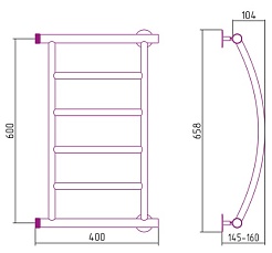 Стилье Полотенцесушитель Минор 0602 600х400 – фотография-2